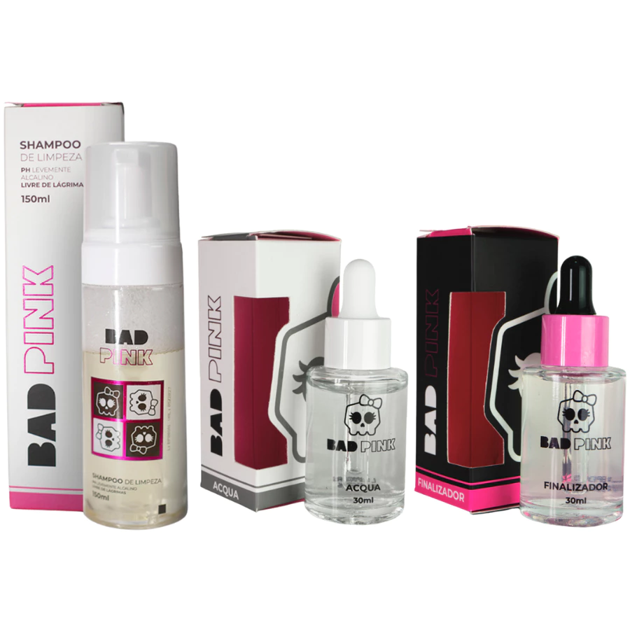 [CI0026] Kit Retenção de Cílios Bad Pink Acqua Primer Finalizador e Shampoo
