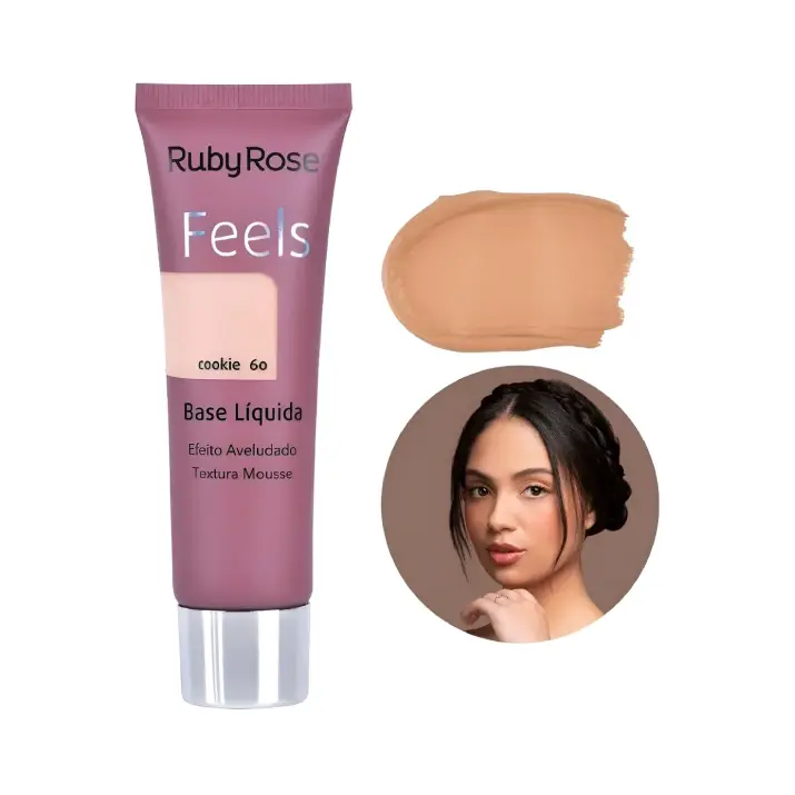 Base Líquida Feels Ruby Rose – Alta Cobertura e Acabamento Natural