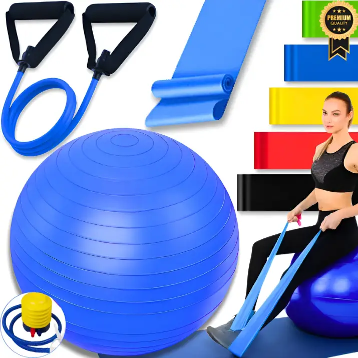 [FI0001] Kit Bola De Pilates Elástico Treino Faixa Elástica Mini Band Bola De Pilates Elásticos