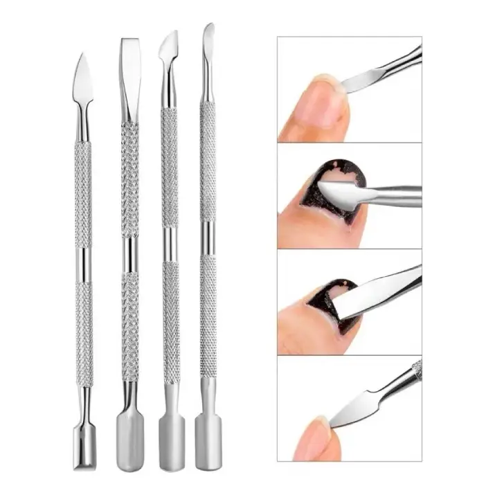 [UN0012] Kit Profissinal 4 Espátula Inox - Empurrador Unhas