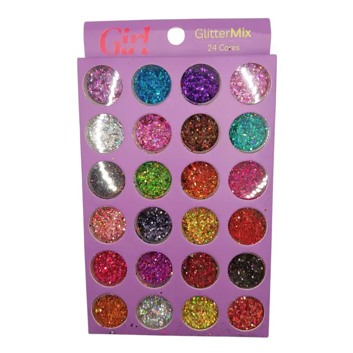 [UN0039] Kit Glitter Flocado Mix 24 Cores Girl Fatale para Unhas