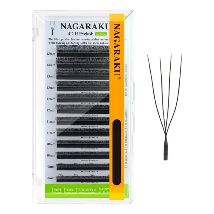 [CI0063] Cílios Nagaraku 4D U 0.07 Mix 8-14 Curvatura D - Preto